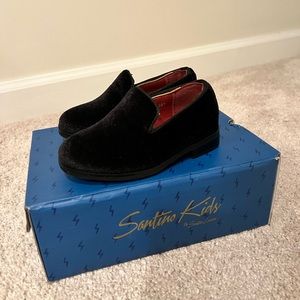 Boy's Black Velvet Loafer Shoes - Size 4